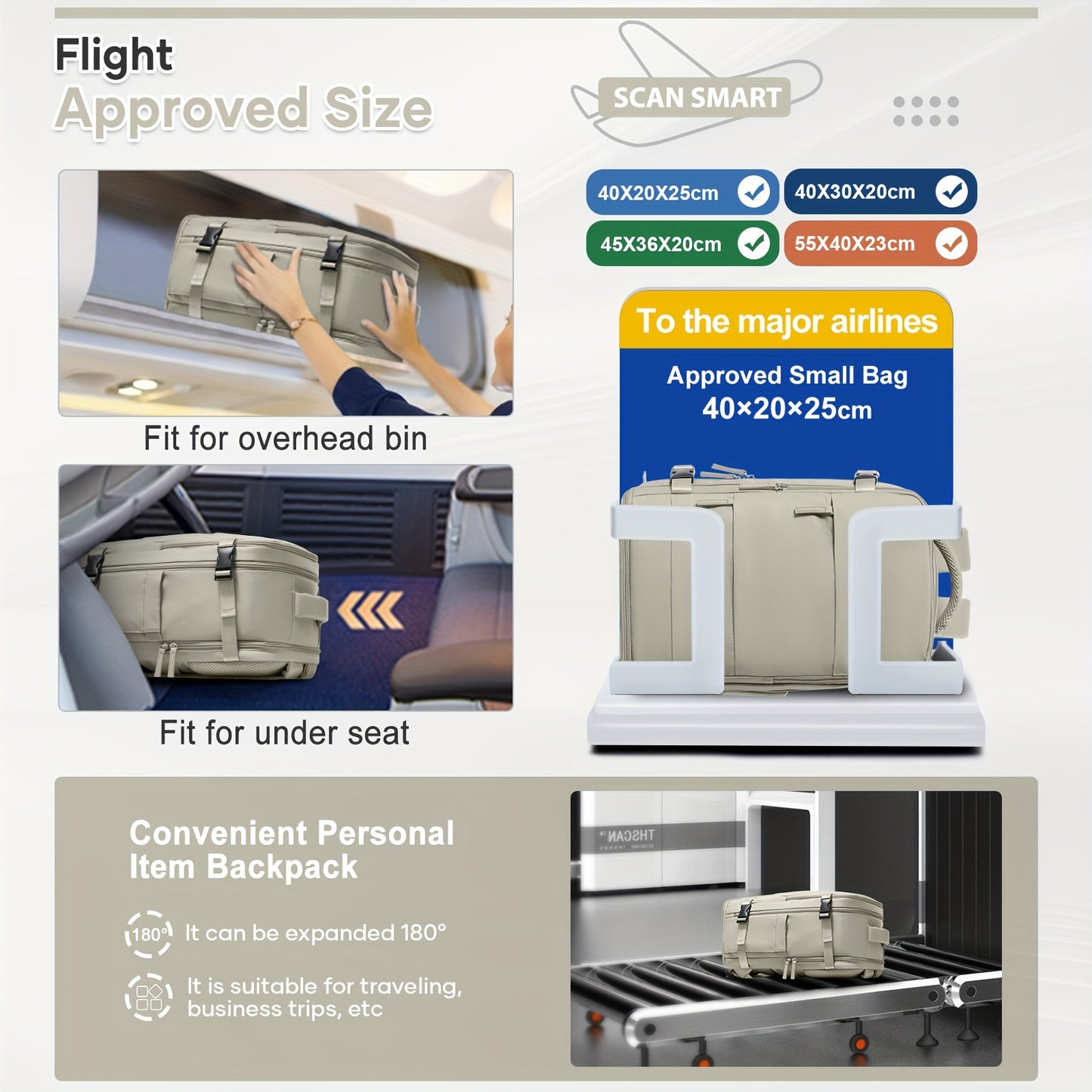 Zaino da cabina Ryanair 40x20x25 da mettere sotto il sedile, nuovo zaino da viaggio Easyjet, zaino da cabina, borsa da viaggio a mano, zaino casual, borsa da scuola, adatto per laptop da 35,56 cm