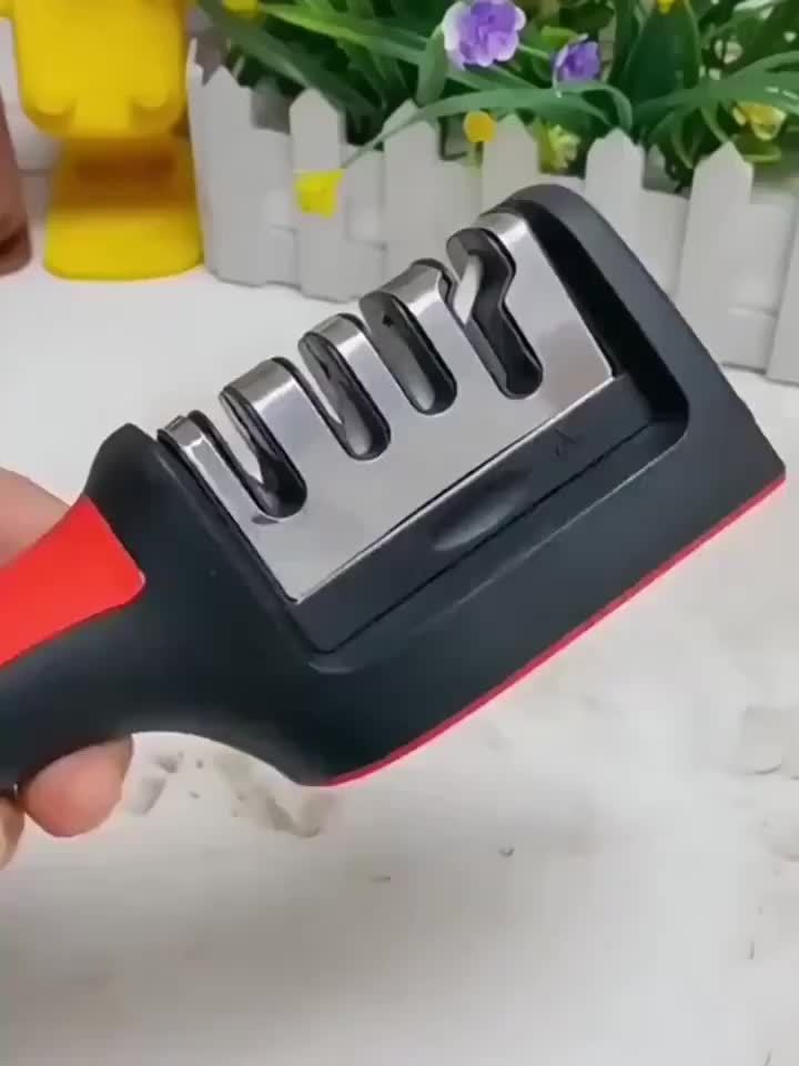 Affilacoltelli professionale da cucina a 4 stadi, pietra per affilare i coltelli, pietra per affilare in tungsteno e diamante, strumento per affilare in ceramica (materiale: pietra per affilare elettrorivestita + tungsteno e diamante + ceramica