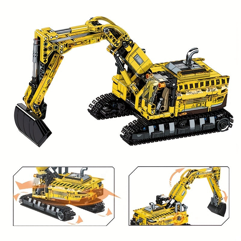 Set di blocchi per la costruzione di veicoli da costruzione UKBOO - Escavatore, bulldozer e gru per bambini e adulti - Colori misti