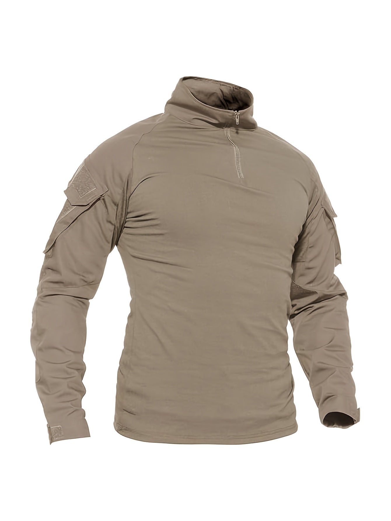 Camicia tattica da uomo a maniche lunghe verde militare - Traspirante, con cerniera, perfetta per escursionismo, arrampicata, campeggio, pesca e fitness