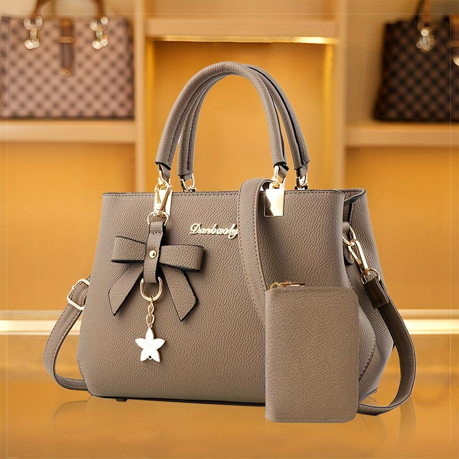 Borse con fiocco per donna, borsa a tracolla alla moda con portamonete, borsa a tracolla con manico superiore per l'ufficio