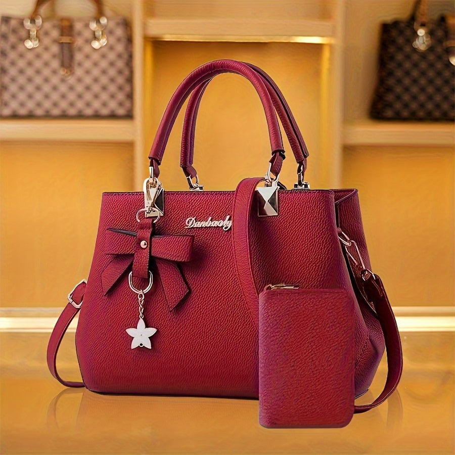 Borse con fiocco per donna, borsa a tracolla alla moda con portamonete, borsa a tracolla con manico superiore per l'ufficio