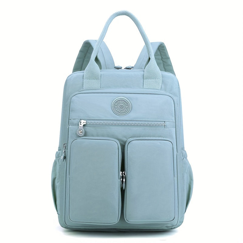 Zaino alla moda da donna, in nylon, con manico morbido, tinta unita, multitasche, con cerniera da viaggio, borse scolastiche femminili, zaino per laptop