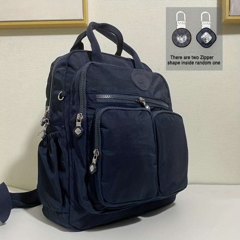 Zaino alla moda da donna, in nylon, con manico morbido, tinta unita, multitasche, con cerniera da viaggio, borse scolastiche femminili, zaino per laptop