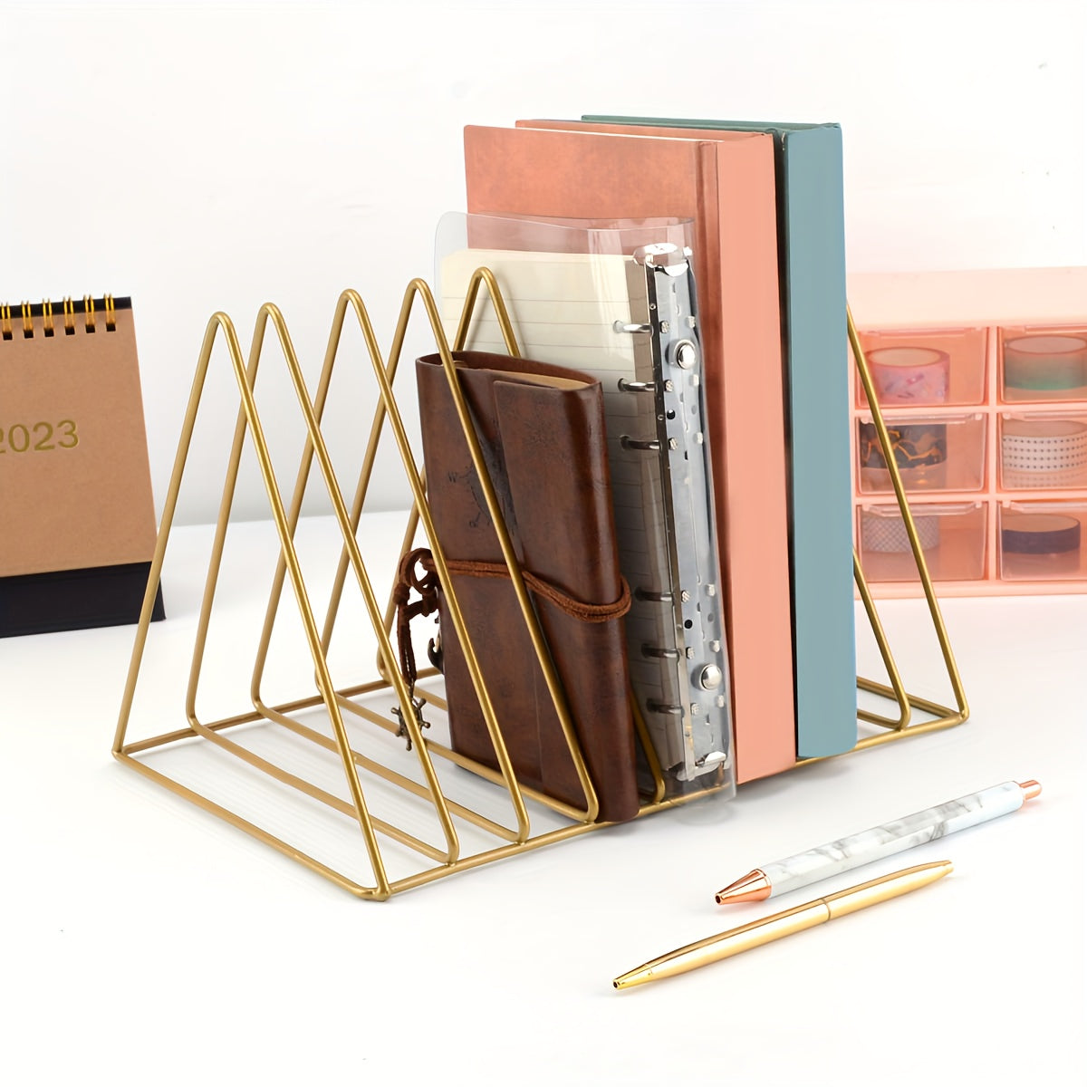 1 pezzo, libreria da scrivania in ferro battuto, fermalibri triangolare, piccola libreria da scrivania, portadocumenti, libri, ritorno a scuola, materiale scolastico, cancelleria kawaii, colori per la scuola, cancelleria, ritorno a scuola