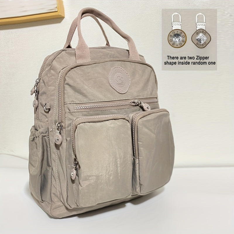 Zaino alla moda da donna, in nylon, con manico morbido, tinta unita, multitasche, con cerniera da viaggio, borse scolastiche femminili, zaino per laptop
