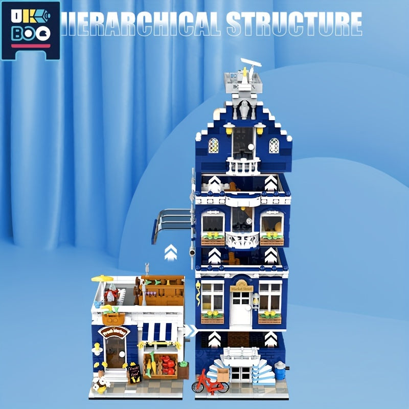 Set di mattoncini per modelli architettonici UKBOO per adulti, kit di mini mattoncini con vista sulla strada europea, giocattolo da collezione per la costruzione di case a schiera, regalo educativo fai da te per adolescenti dai 14 anni in su