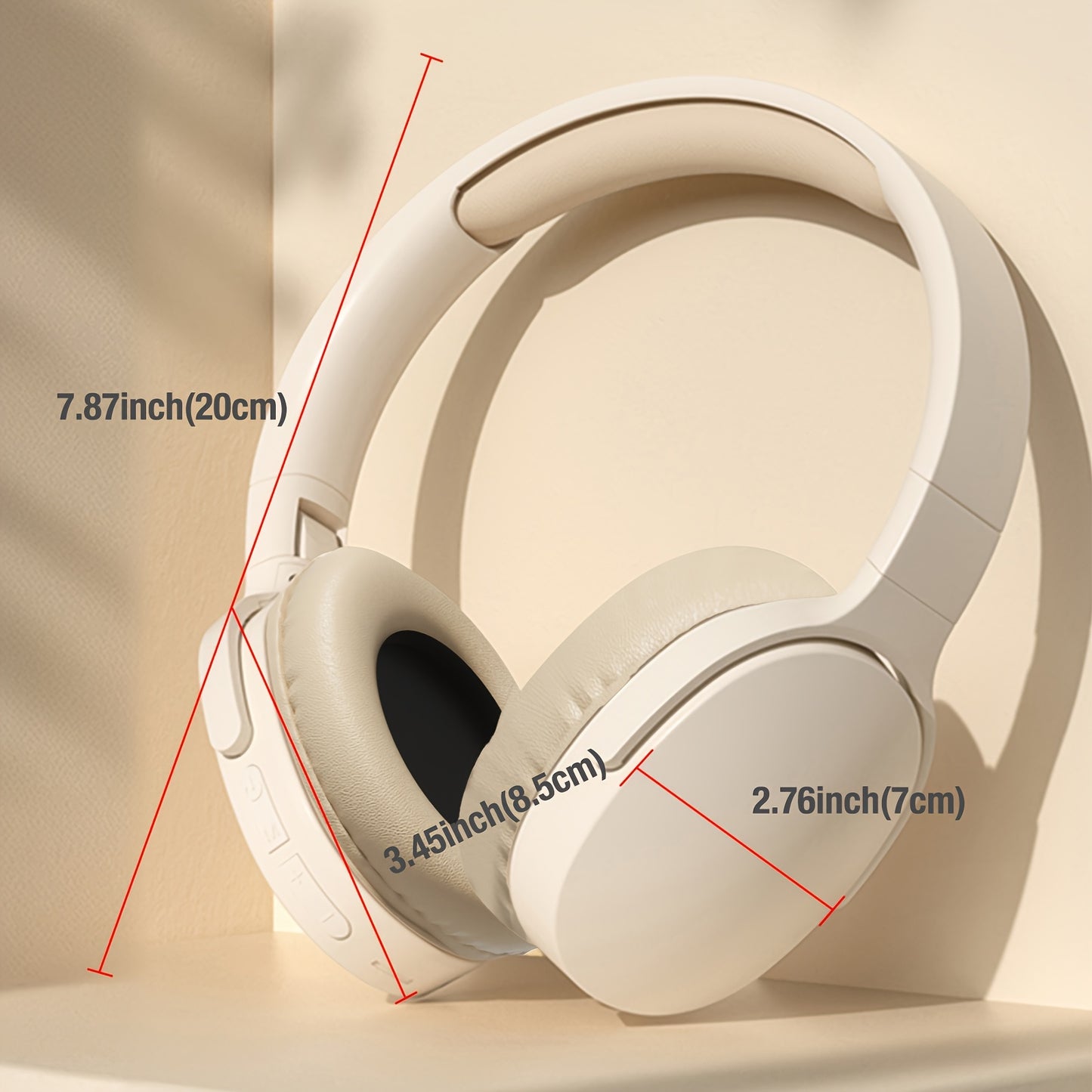 Cuffie wireless over-ear GENAI P2961 - 20 ore di riproduzione, comode e pieghevoli, connettività wireless, microfono con cancellazione del rumore, custodia di ricarica USB, ideali per viaggi, casa, ufficio - design bianco elegante