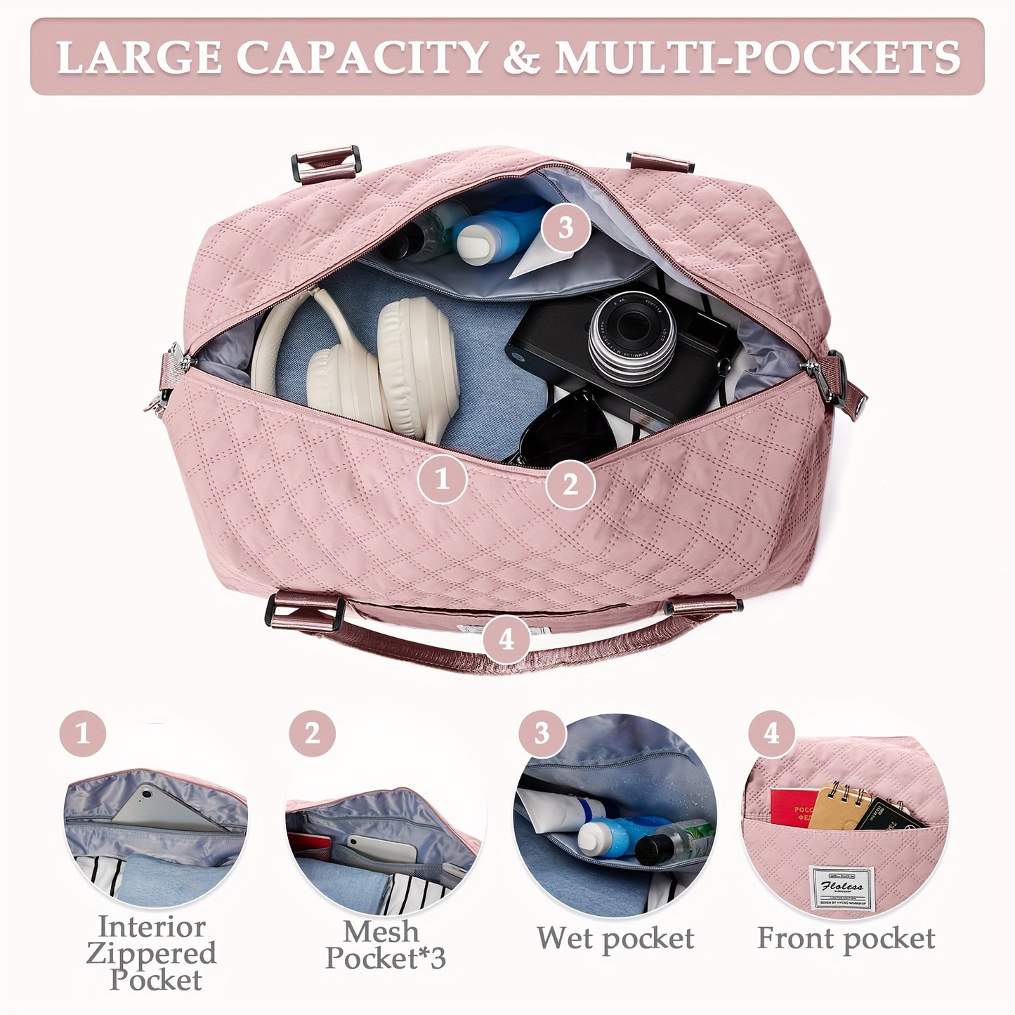 Set di valigie da viaggio Coofay, 33,02-71,12 cm, con ruote silenziose, materiale PP, valigie da cabina e da stiva resistenti, beauty case e beauty case, versatile attrezzatura da viaggio