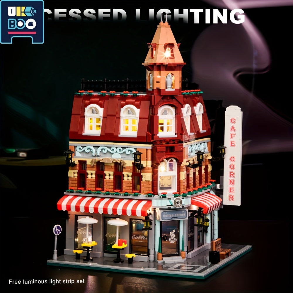 Set di mattoncini per modelli architettonici UKBOO per adulti, kit di mini mattoncini con vista sulla strada europea, giocattolo da collezione per la costruzione di case a schiera, regalo educativo fai da te per adolescenti dai 14 anni in su
