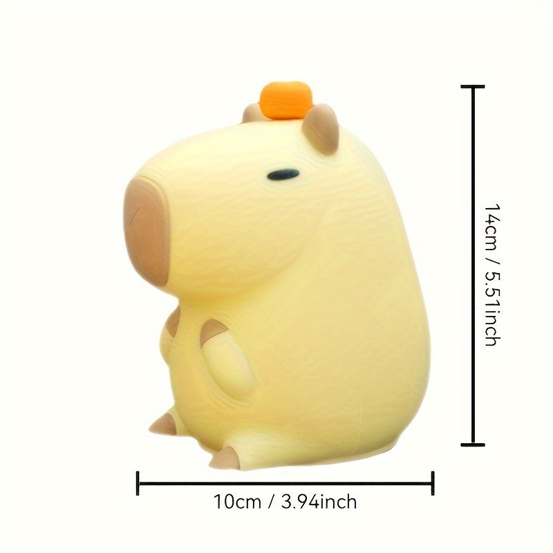 Adorabile luce notturna a forma di capibara: ricarica USB, luce LED, 36 V o inferiore, senza parti elettroniche, paralume in silicone