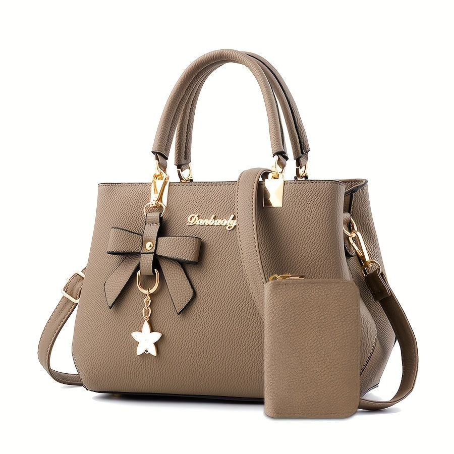 Borse con fiocco per donna, borsa a tracolla alla moda con portamonete, borsa a tracolla con manico superiore per l'ufficio