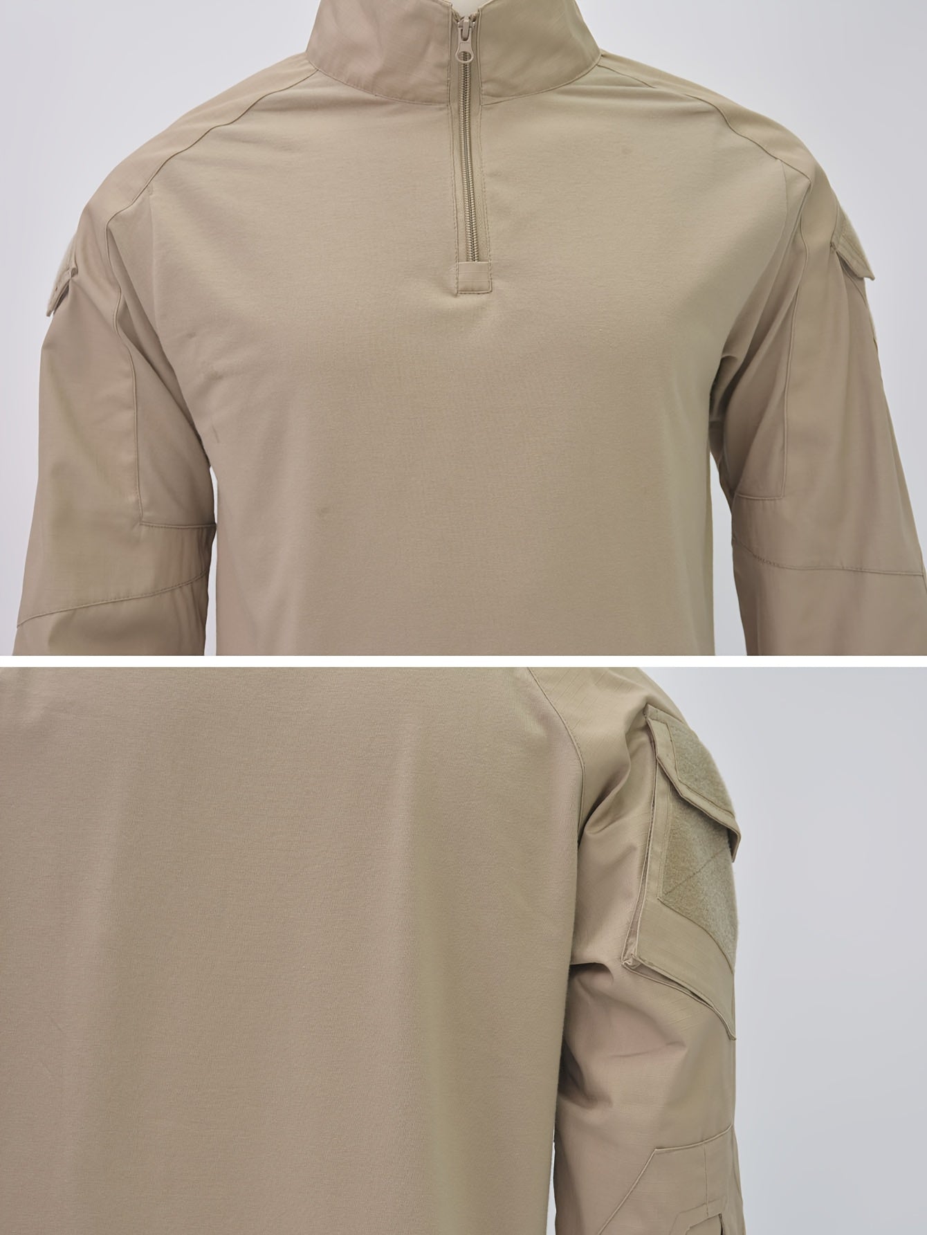 Camicia tattica da uomo a maniche lunghe verde militare - Traspirante, con cerniera, perfetta per escursionismo, arrampicata, campeggio, pesca e fitness