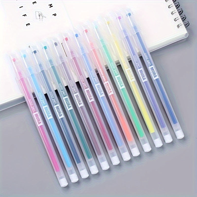 Set di 12 penne gel colorate Kawaii blu da 0,5 mm, penna a sfera per diario, articoli per la scuola, cancelleria, accessori per ufficio