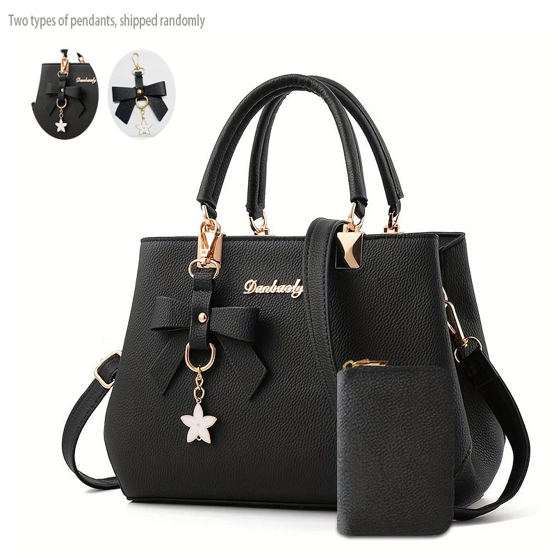 Borse con fiocco per donna, borsa a tracolla alla moda con portamonete, borsa a tracolla con manico superiore per l'ufficio