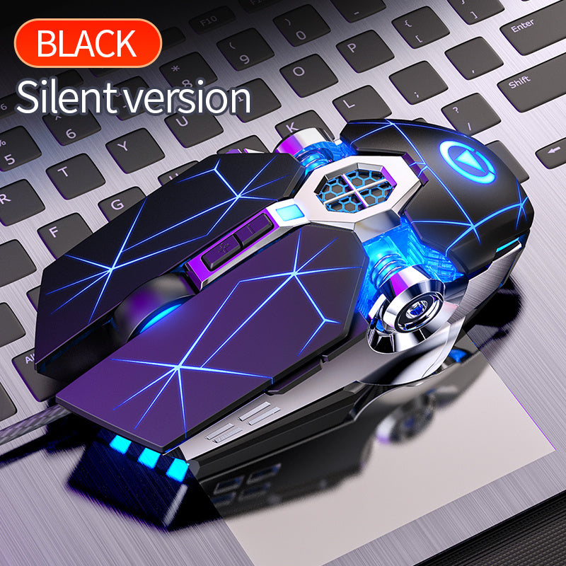 Mouse cablato argentato intagliato per giochi di eSport, macro silenziosa e sonora per mouse mangia-polli per desktop e laptop