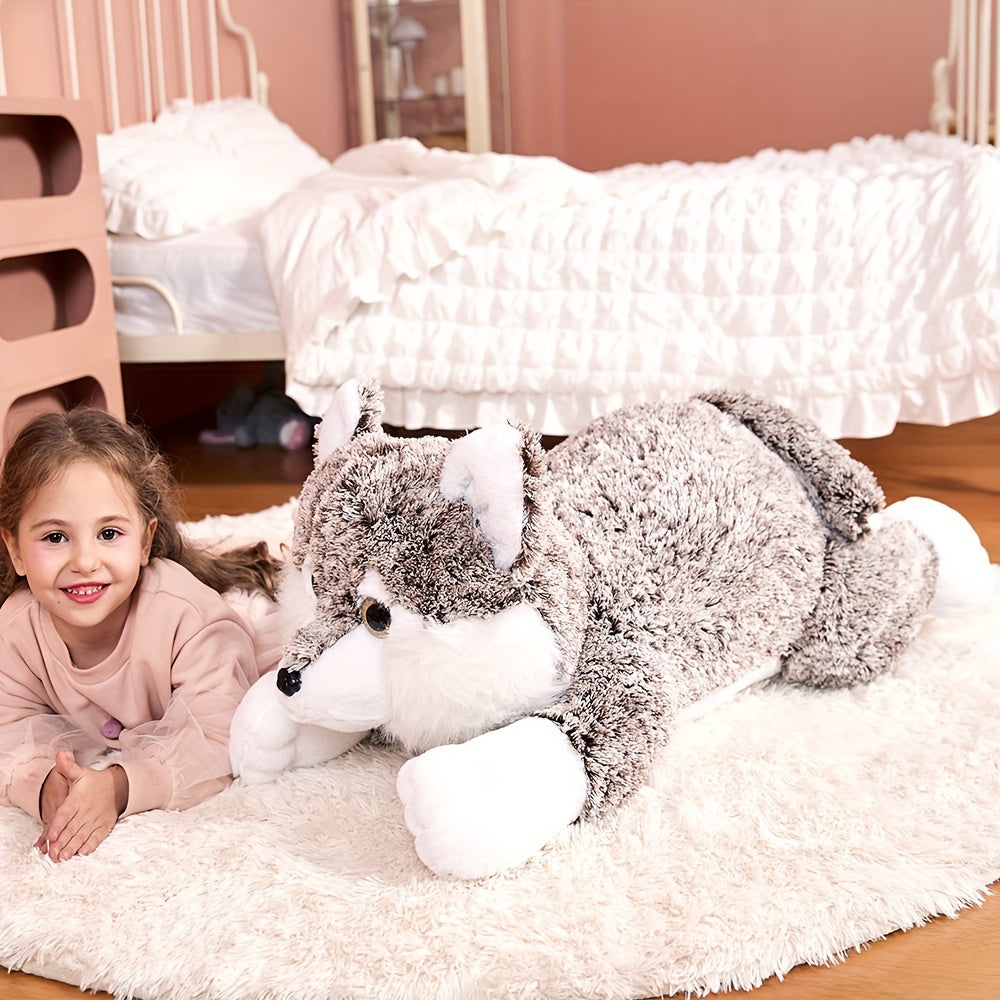 30 Inches Big Giant Wolf Plush Toy, IKASA Stuffed Animal Plushie, Gift For Kids Girls Boys Girlfriend