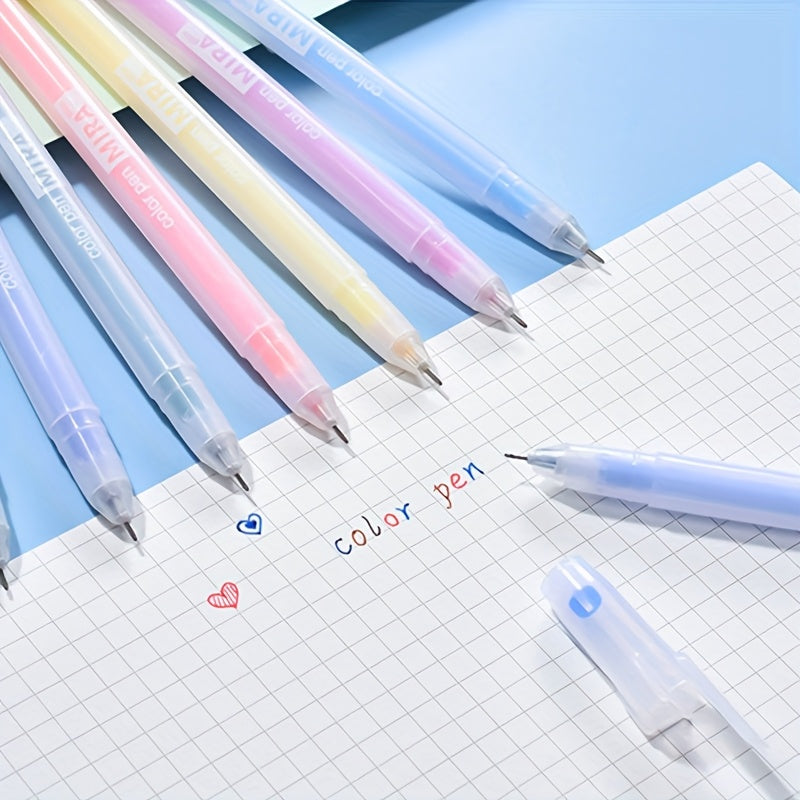 Set di 12 penne gel colorate Kawaii blu da 0,5 mm, penna a sfera per diario, articoli per la scuola, cancelleria, accessori per ufficio