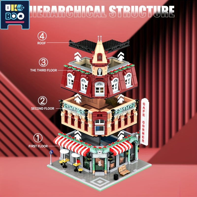 Set di mattoncini per modelli architettonici UKBOO per adulti, kit di mini mattoncini con vista sulla strada europea, giocattolo da collezione per la costruzione di case a schiera, regalo educativo fai da te per adolescenti dai 14 anni in su