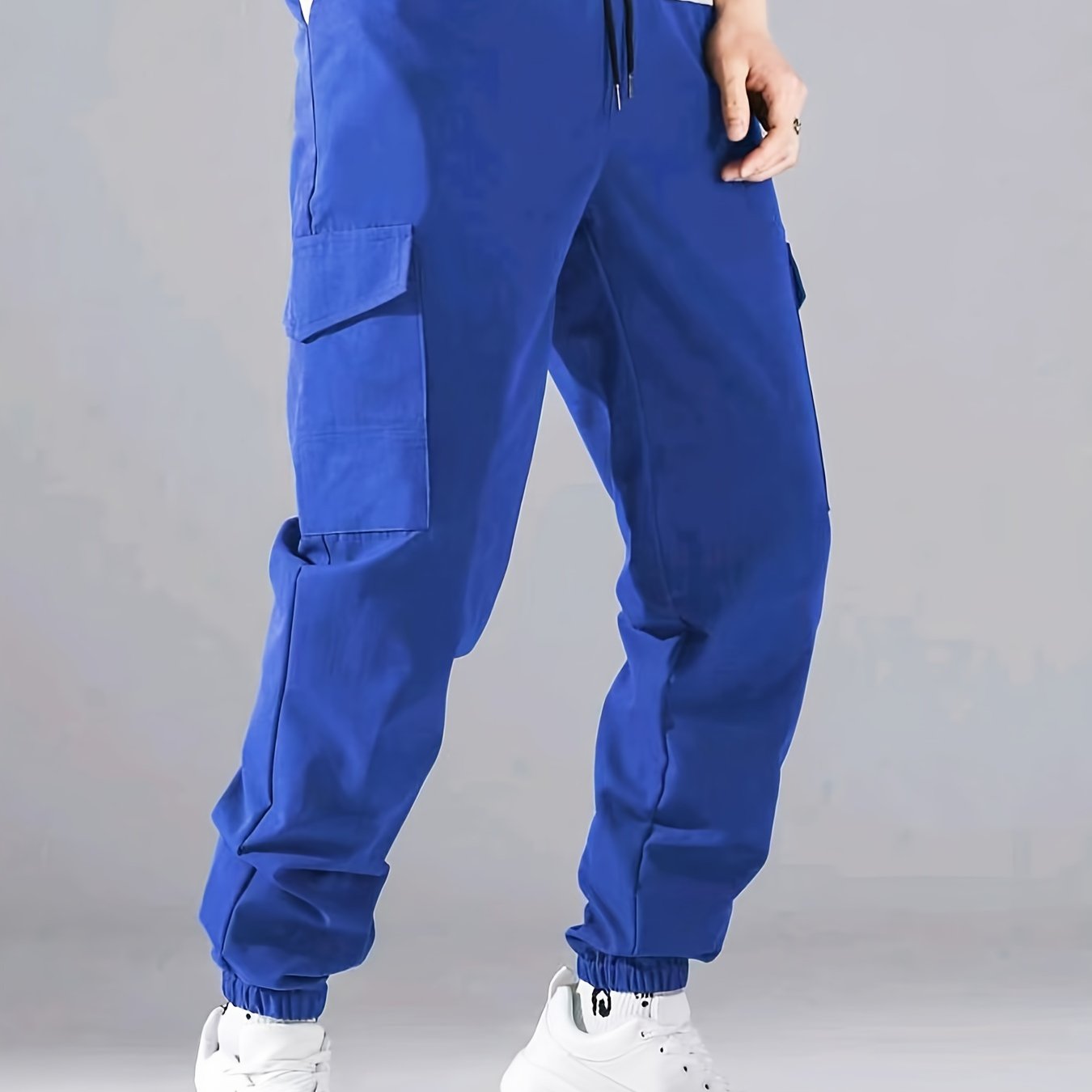 Pantaloni cargo alla moda, pantaloni da uomo con coulisse e tasche multiple, pantaloni casual larghi da esterno, pantaloni da lavoro da uomo per attività all'aperto, stile streetwear hip hop
