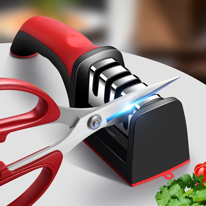 Affilacoltelli professionale da cucina a 4 stadi, pietra per affilare i coltelli, pietra per affilare in tungsteno e diamante, strumento per affilare in ceramica (materiale: pietra per affilare elettrorivestita + tungsteno e diamante + ceramica