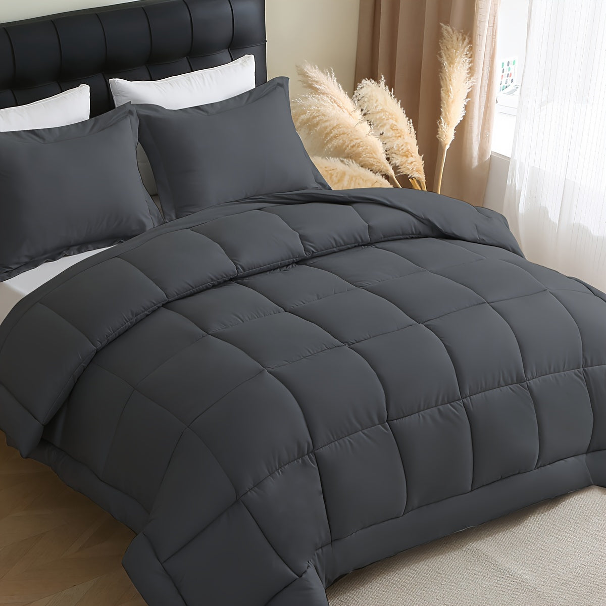 Set di 2/3 trapunte in poliestere pesante per tutte le stagioni con federa per cuscino, inserto trapuntato, coperta con cuciture a scatola, traspirante con morbida imbottitura in microfibra