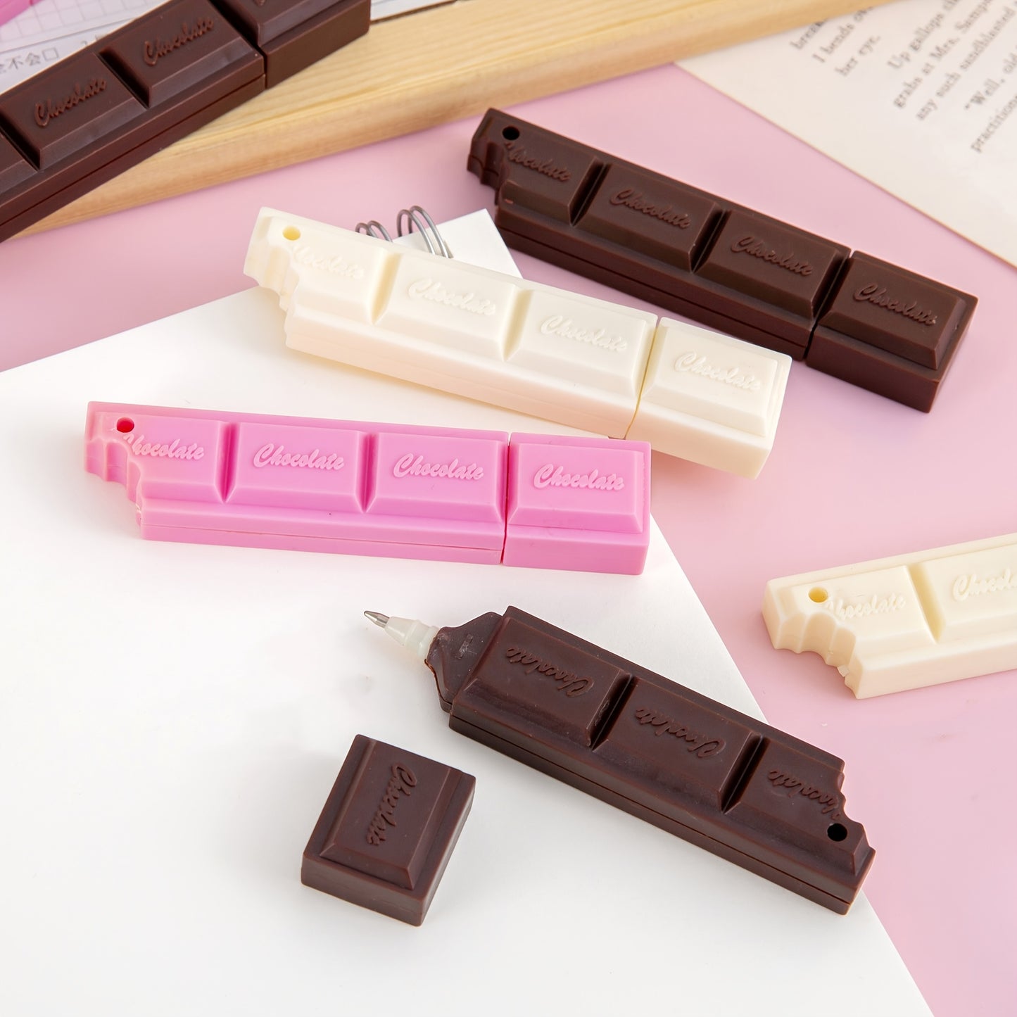 Penna a sfera con ricarica nera al cioccolato, simulazione di cibo, penna per scrivere, forniture per cancelleria, penna a sfera con ciondolo in corda, portatile e indossabile, carina