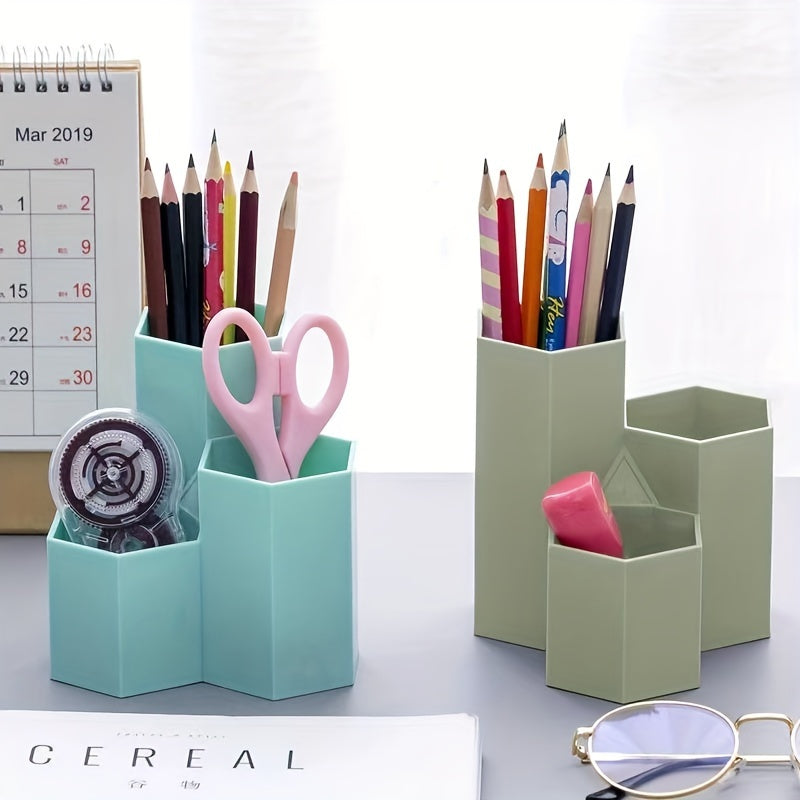 1 portapenne inclinato a tre griglie, scatola portaoggetti da scrivania multifunzionale, scatola portaoggetti per cancelleria creativa e alla moda