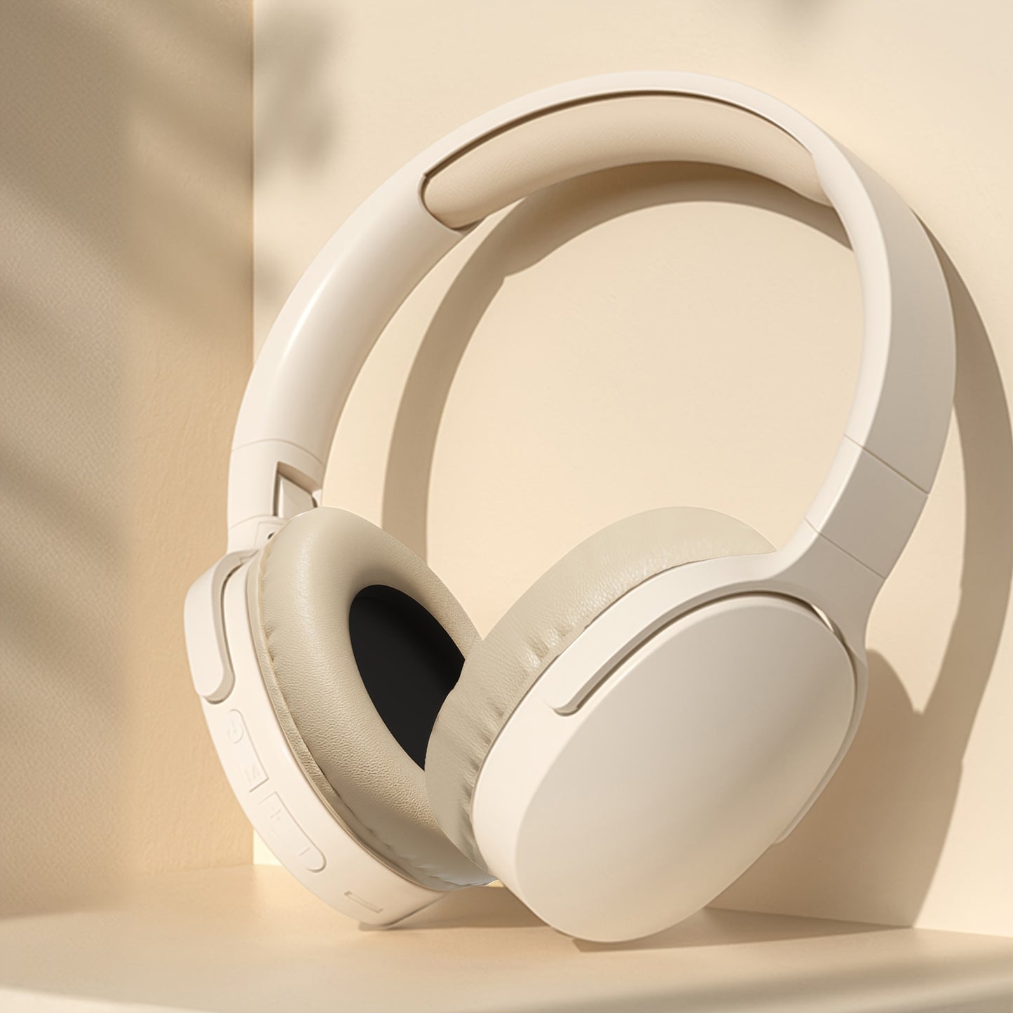Cuffie wireless over-ear GENAI P2961 - 20 ore di riproduzione, comode e pieghevoli, connettività wireless, microfono con cancellazione del rumore, custodia di ricarica USB, ideali per viaggi, casa, ufficio - design bianco elegante
