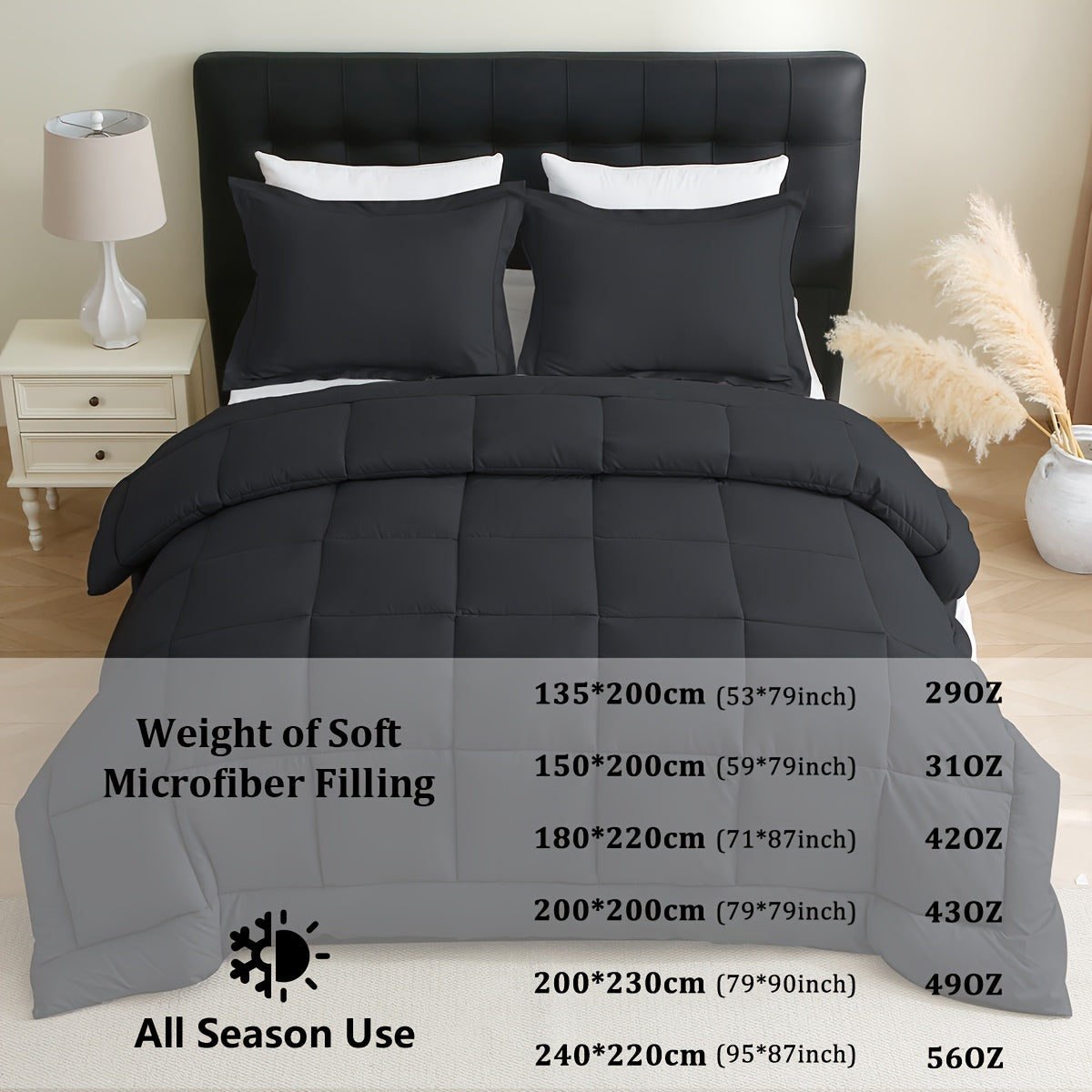 Set di 2/3 trapunte in poliestere pesante per tutte le stagioni con federa per cuscino, inserto trapuntato, coperta con cuciture a scatola, traspirante con morbida imbottitura in microfibra