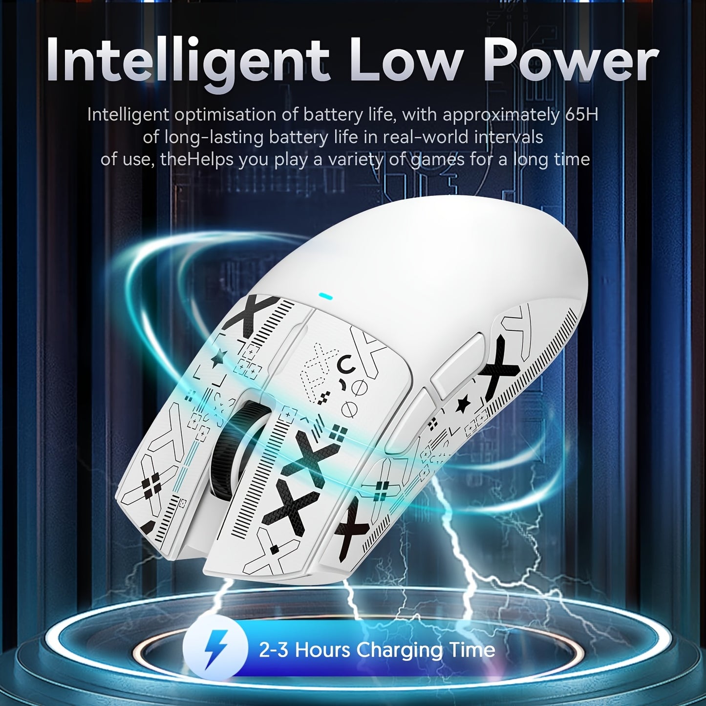 Mouse da gioco wireless leggero ATTACK SHARK X11 con base di ricarica RGB, modalità cablata 2.4G/USB-C/BT 3, 22K DPI, sensore PAW3311, interruttore HUYU, 5 pulsanti programmabili, per PC bianco e adesivo