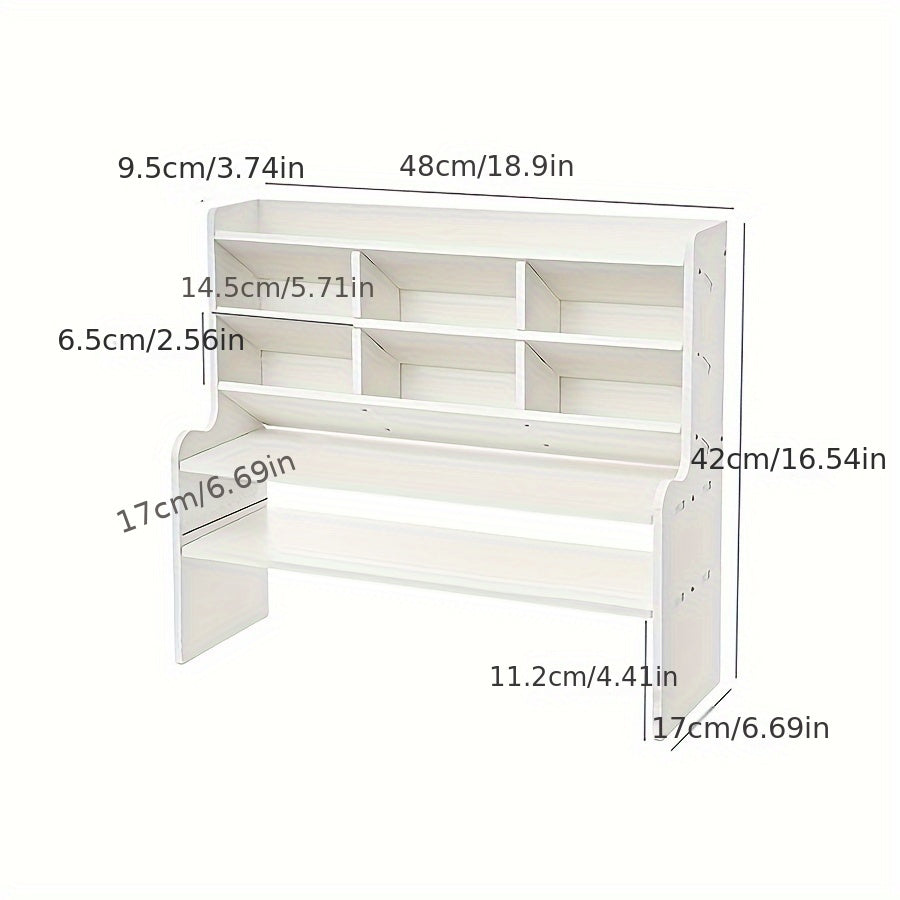 Versatile organizer da scrivania per studenti: soluzione di archiviazione a doppio strato per cancelleria, cosmetici e altro ancora. Migliora senza sforzo lo spazio della tua stanza del dormitorio con un portapenne inclinato e una libreria rialzata.