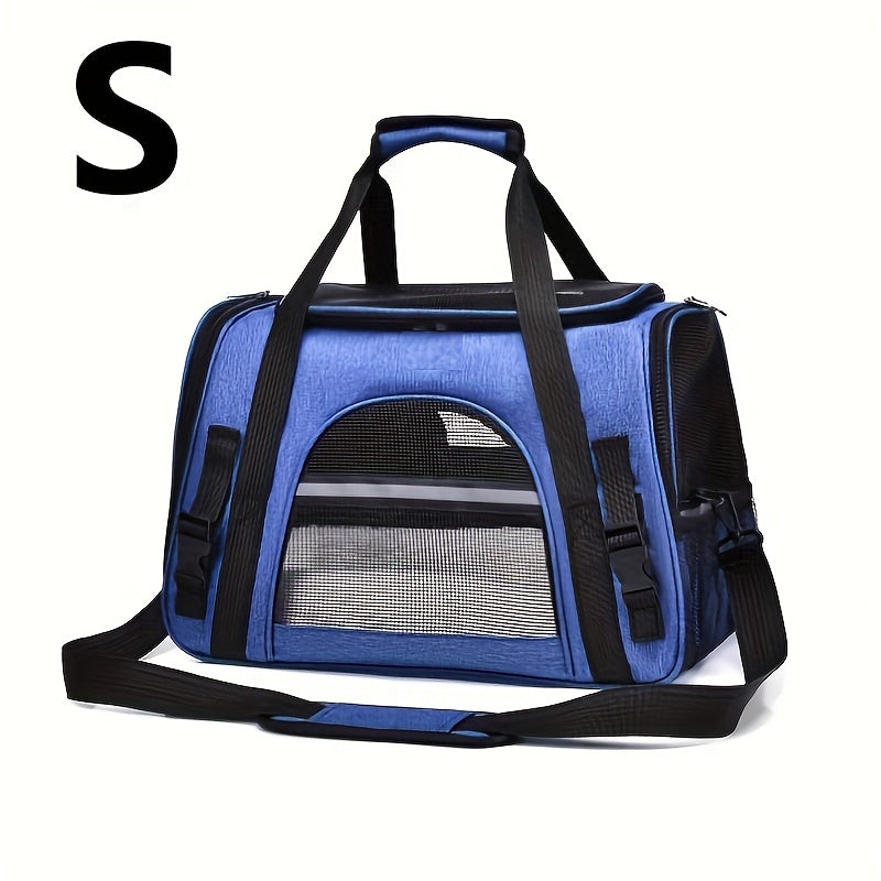 Trasportino portatile per gatti con materassino in peluche - Borsa da viaggio traspirante di grande capacità per le gite con animali domestici, chiusura con cerniera, rete ventilata e fodera morbida, cinghie di sicurezza per auto e uso esterno