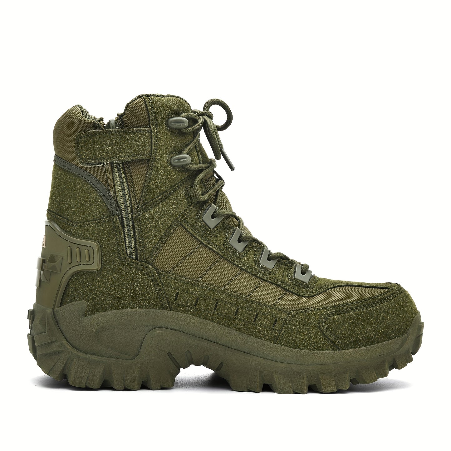 Scarpe da trekking da uomo in stile militare, alte e robuste, con cerniera laterale, comode e resistenti scarpe da ginnastica casual antiscivolo per attività all'aperto da uomo