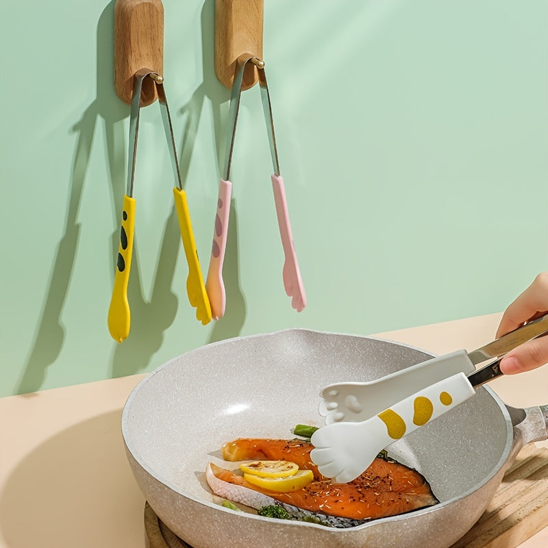 1 pinza per alimenti a forma di zampa di gatto, simpatiche pinze per pasti in cartone animato, pinze per barbecue in acciaio inossidabile, clip per panini, clip per cubetti di ghiaccio, pinze per zucchero, gadget da cucina
