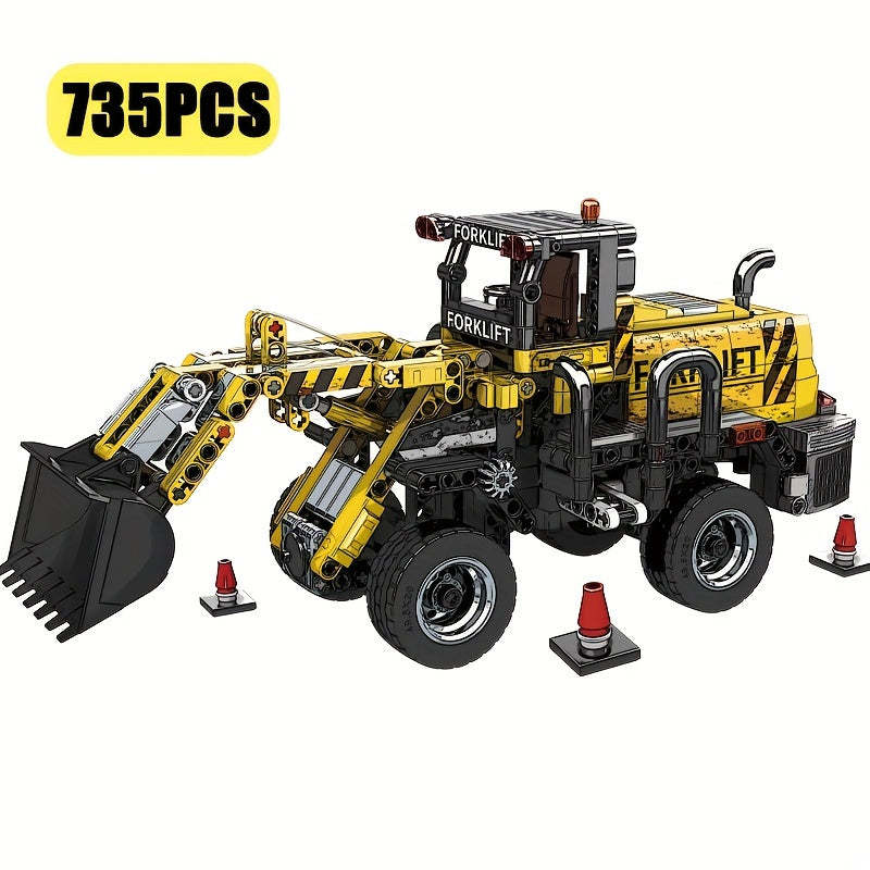 Set di blocchi per la costruzione di veicoli da costruzione UKBOO - Escavatore, bulldozer e gru per bambini e adulti - Colori misti