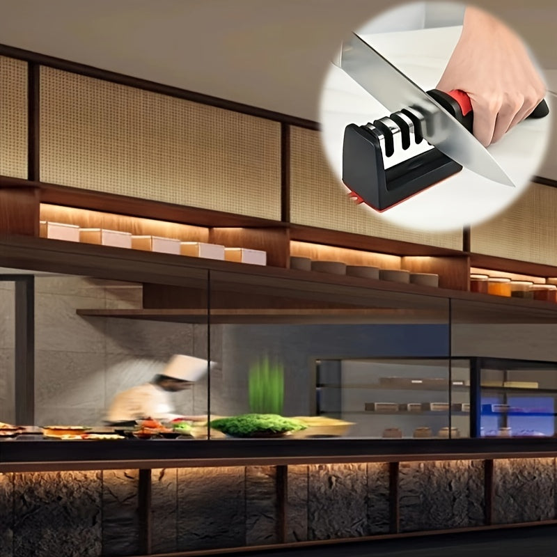 Affilacoltelli professionale da cucina a 4 stadi, pietra per affilare i coltelli, pietra per affilare in tungsteno e diamante, strumento per affilare in ceramica (materiale: pietra per affilare elettrorivestita + tungsteno e diamante + ceramica