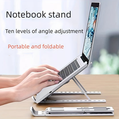 Supporto per laptop regolabile a dieci livelli, forcella singola, base di raffreddamento pieghevole, supporto portatile per tablet da tavolo, compatibile con tutti i notebook, materiale ABS