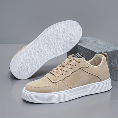 [Comfort quotidiano] Sneakers casual da uomo con lacci - Scarpe da skate basse verde oliva con suola bianca, fodera in tessuto traspirante e suola esterna in PVC resistente per un comfort che dura tutto il giorno