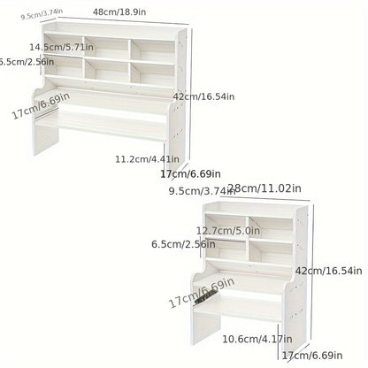 Versatile organizer da scrivania per studenti: soluzione di archiviazione a doppio strato per cancelleria, cosmetici e altro ancora. Migliora senza sforzo lo spazio della tua stanza del dormitorio con un portapenne inclinato e una libreria rialzata.