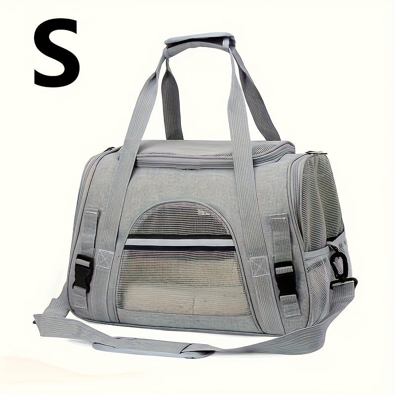 Trasportino portatile per gatti con materassino in peluche - Borsa da viaggio traspirante di grande capacità per le gite con animali domestici, chiusura con cerniera, rete ventilata e fodera morbida, cinghie di sicurezza per auto e uso esterno