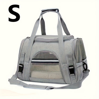 Trasportino portatile per gatti con materassino in peluche - Borsa da viaggio traspirante di grande capacità per le gite con animali domestici, chiusura con cerniera, rete ventilata e fodera morbida, cinghie di sicurezza per auto e uso esterno