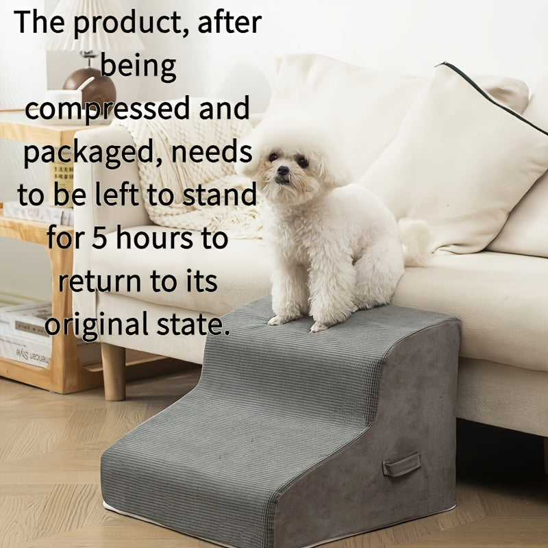 Washable Pet Ramp, Pet Safety Steps, Suitable for Senior Dogs - Non-slip high-density foam steps, diagonal design with soft flannel fabric, suitable for small and medium-sized dogs and cats, Pet Mobility Assist Fashion Ladder