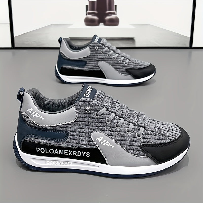 Men's Trendy Woven Knit Breathable Sneakers, Comfy Non Slip Lace Up Casual Shoes for Men's Outdoor Activities