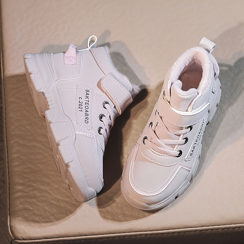 Stivali da neve per ragazzi, stivali invernali casual con stampa di lettere e applicazioni magiche, termici e antiscivolo