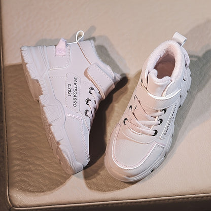 Stivali da neve per ragazzi, stivali invernali casual con stampa di lettere e applicazioni magiche, termici e antiscivolo