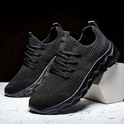 Men's Lightweight Breathable Running Shoe, Lace-Up Casual Sneakers for Gym, Jogging & Daily Wear (All-Season, Solid Color)