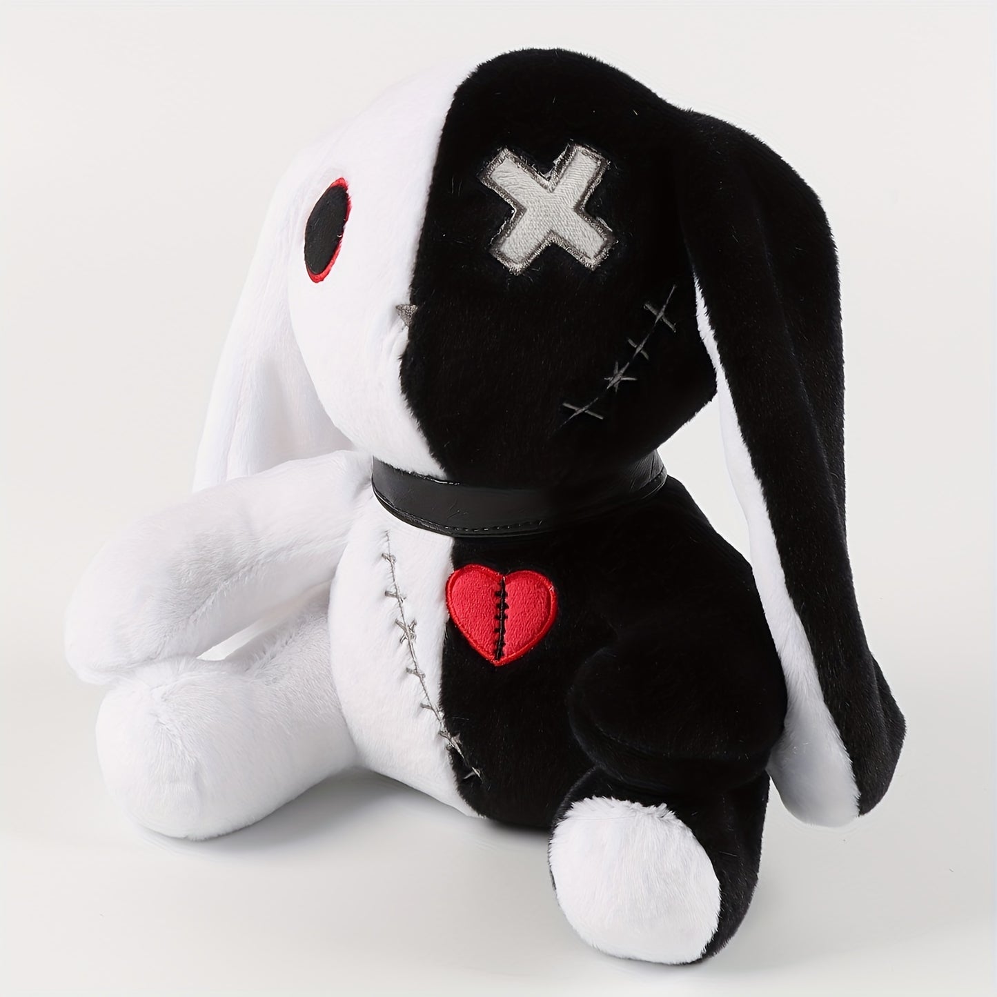 25cm/9.84in Creepy Gothic Bunny Plush, Spooky Bunny Stuffed Animal Cute Horror Dreadful Bunny Doll, Crazy Rabbit Plushie Toys For Halloween Easter Christmas Birthday Gift