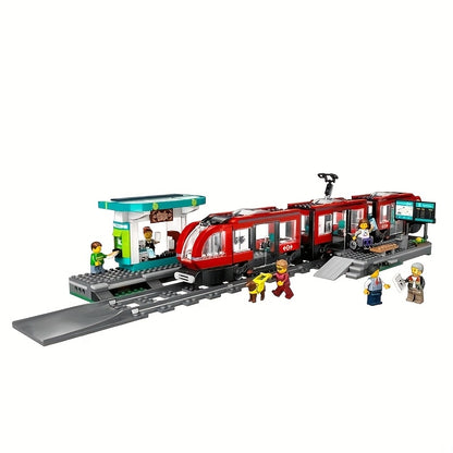 LEGO 60423 City Center Tram e Stazione Toy Tolley, adatto agli appassionati di treni giocattolo dai 7 anni in su e un regalo divertente per i bambini che amano le auto giocattolo.