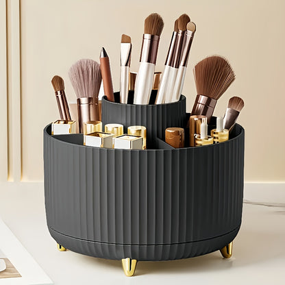 Organizer per il trucco girevole a 360° - 1 contenitore per cosmetici in plastica con 5 scomparti - Supporto multifunzionale per pennelli, rossetti, prodotti per la cura della pelle e cancelleria - Resistente
